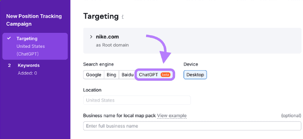 semrush chatgpt position tracking setup for ai search visibility