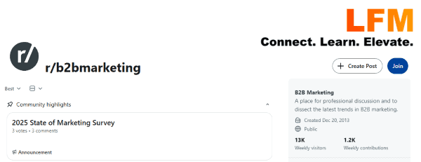 reddit b2b marketing subreddit