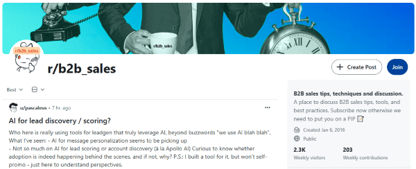 reddit b2b sales subreddit